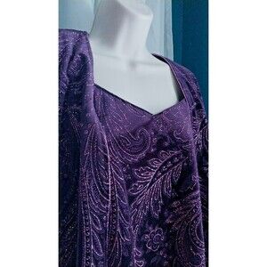Vintage R&M Richards Metallic Sparkle Glitter Jacket Top Dark Purple Sz 12P